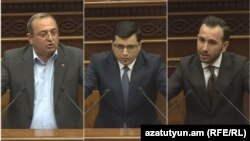 ԱԺ «Հայաստան» խմբակցության քարտուղար Արծվիկ Մինասյան, Հակակոռուպցիոն կոմիտեի նախագահ Արթուր Նահապետյան, «Քաղաքացիական պայմանագիր» խմբակցության ղեկավար Հայկ Կոնջորյան 