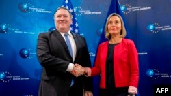 دیدار مایک پومپئو و فدریکا موگرینی در بروکسل