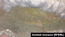 Гостин тоосунун этегиндеги монгол-татар аскерлери конушун таштап качууда. Ыйык Гостин чиркөөсүндөгү панно. 