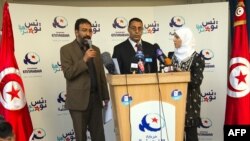 نشست خبری یکی از اعضای حزب اسلامی «النهضه». ۲۴ اکتبر ۲۰۱۱.