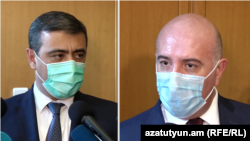 Директор Службы национальной безопасности Эдуард Мартиросян (слева) и начальник Полиции Арман Саргсян 