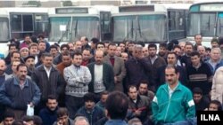 Iran - Iranian members of the Bus Company take part in strike in Tehran . Syndicate of Workers of Tehran and Suburbs Bus Company was organized this stricke . UNDATED