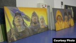 Диптих «Равнение» художника  Асхата Ахмедьярова. Фото со страницы Саната Урналиева в социальной сети Фейсбук.