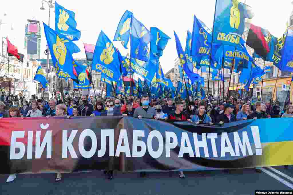 Під час маршу з нагоди Дня захисника України. Київ, 14 жовтня 2020 року. БІЛЬШЕ ПРО ЦЕ