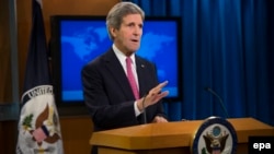 ԱՄՆ-ի պետքարտուղար Ջոն Քերրին ելույթ է ունենում Մարդու իրավունքների տարեկան զեկույցի հրապարակման կապակցությամբ, Վաշինգտոն, 27-ը փետրվարի, 2014թ․ 