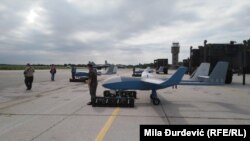 The drones from China were on display at the Batajnica military airport near Belgrade.