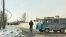 Kazakhstan - A police car near the restaurant, where was a fight with the murder of a 23-year-old man. Karaganda, 08Jan2019.