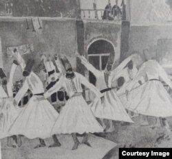 Танець дервішів. (Малюнок). Дервіші – мусульманські мандрівні ченці, містики і послідовники суфізму. Під час танцю, довго кружляючи на одному місці, дервіші впадали в транс.