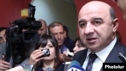 Armenia -- Energy Minister Armen Movsisian speaks to journalists in Yerevan.