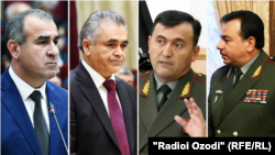 Слева направо: Юсуф Рахмон, Бег Сабур, Эмомали Собирзода и Шерали Мирзо