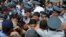 Armenia - Youth activists clash with riot police during a demonstration against eletricity price increases, Yerevan, 17Jun2015.
