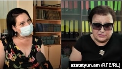Учительница Мелине Акопян (слева) и директор школы  № 122 Марина Малахян, Ереван, 3 сентября 2021 г. 