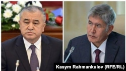 Қирғизистондаги энг кучли сиёсий мухолифалар Ўмурбек Текебаев (чапда) ва президент Алмазбек Атамбаев.