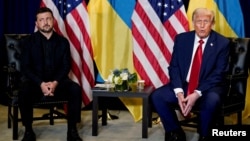 US President Donald Trump meets with Ukrainian President Volodymyr Zelenskyy in September at the United Nations in New York City. (file photo)