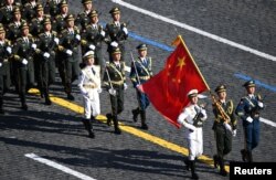 Китайские военнослужащие на военном параде на Красной площади. Москва, 9 мая 2025 года