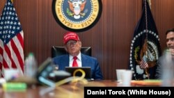 Прэзыдэнт ЗША Дональд Трамп у сытуацыйным пакоі Белага дому падчас удару ЗША па Іране