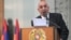 Armenia - Karabakh war veteran Suren Sargsian addresses a rally in Yerevan.