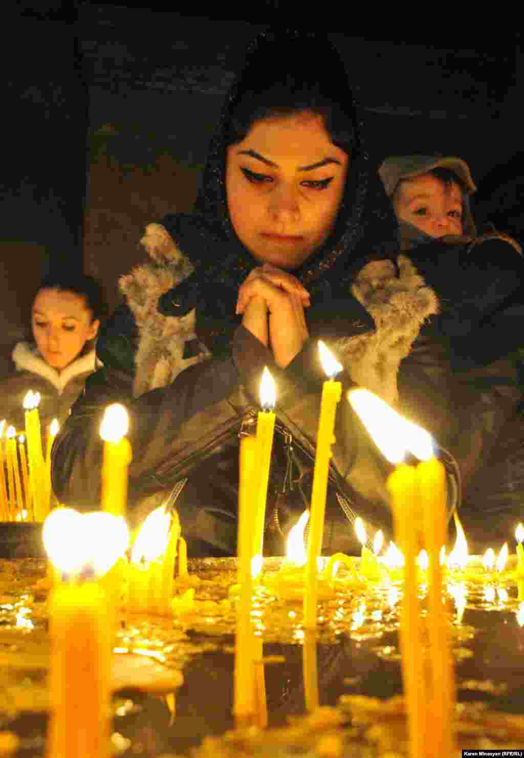 Armenia -- Christmas candle liturgy, Khor Virap, 05Jan2013