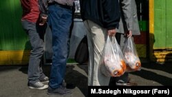 گروهی از مردم در صف دریافت مرغ با قیمت دولتی 