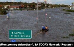 Наводнение, вызванное ураганом Ида. Город Лаплэйс, Луизиана. 30 августа 2021 года
