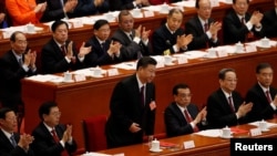 Кытайдын президенти Си Цзиньпин баштаган лидерлери парламент сессиясынын  жабылышында. Бээжин, 20-март, 2018-жыл. 