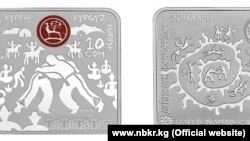 «Дүйнөлүк көчмөндөр оюндары» сериясынын «Кыргыз күрөш» коллекциялык монеталары. 