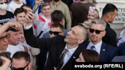 Сяргей Ціханоўскі на мітынгу ў Варшаве, 26 чэрвеня 2025