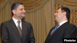 Armenia -- Prime Minister Tigran Sarkisian (L) and Trade and Economic Development Minister Nerses Yeritsian, undated.