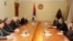 Nagorno Karabakh - Bako Sahakian (R, C), president of Nagorno Karabakh, receives OSCE Minsk Group co-chairs, Stepanakert,17Dec2013.