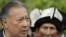 Ousted President Kurmanbek Bakiev talks to his supporters in his home village of Teyit in the southern Jalal-Abad region.