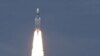 An Indian rocket carrying the Chandrayaan-3 spacecraft lifts off from Sriharikota, an island off the coast of southern Andhra Pradesh state, on July 14.