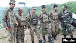 Nagorno-Karabakh - Armenian soldiers and volunteers are pictured on their positions in northeastern Karabakh, 7May2016.