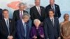 U.S. Treasury Secretary Janet Yellen (center) reacts prior to a group photo session of G7 finance ministers and central bank governors in Niigata, Japan, on May 12, 2023.
