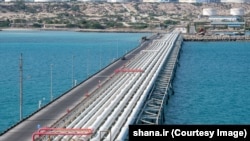 An Iranian oil terminal in Khark -- the United States has sanctioned dozens of people and entities linked to Iran's oil industry.