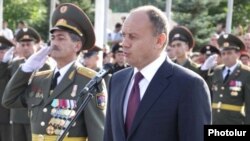 Armenia - Defense Minister Seyran Ohanian addresses soldiers and officers.