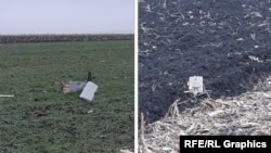 Fragmente de drone căzute pe teritoriul R. Moldova în urma unui atac de amploare al Rusiei asupra Ucrainei, în decembrie 2024.