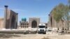 Workers at the construction site for a new amphitheater at the Registan complex in Samarkand.