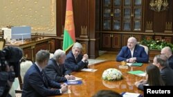 Аляксандар Лукашэнка на сустрэчы са спэцпрадстаўніком прэзыдэнта ЗША Кітам Келагам. Беларусь, Менск, 21 чэрвеня 2025 году