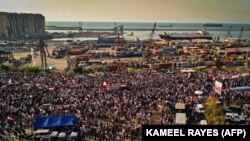 تجمع اعتراضی در بندر بیروت در چهارشنبه ۱۳ مرداد