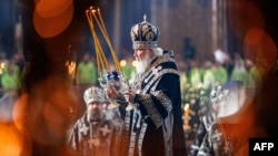 Патриарх Кирилл во время пасхального богослужения, Москва, 19 апреля 2025 года