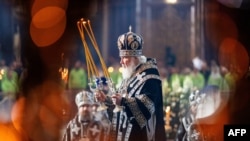 Патриарх Кирилл во время пасхального богослужения, Москва, 19 апреля 2025 года