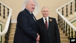 Лукашэнка і Пуцін, 9 траўня 2025 году, Масква.