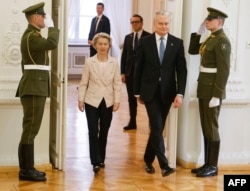 Кіраўніца Эўрапейскай камісіі Уршуля фон дэр Ляен і прэзыдэнт Літвы Гітанас Наўседа ў Вільні 9 лютага 2025