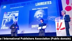 Дзьмітры Строцаў на цырымоніі ўзнагароджаньня ў нарвэскім Лілехамэры, 2 чэрвеня 2025